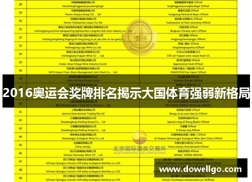 2016奥运会奖牌排名揭示大国体育强弱新格局
