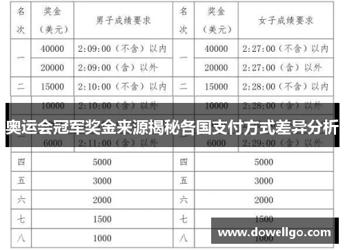 奥运会冠军奖金来源揭秘各国支付方式差异分析